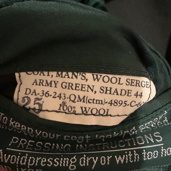 VINTAGE US ARMY M51 Dress JACKET PATCHED 1952 KOREAN WAR SIZE SMALL Size 35L - Picture 7 of 10